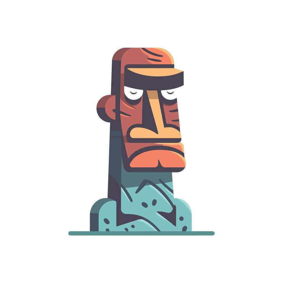 illustration of a stylized Moai statue with unique colors vector