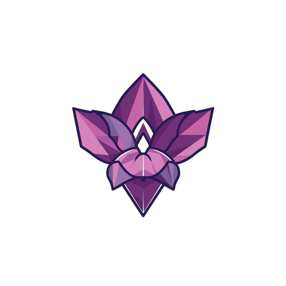 Elegant purple crystal emblem with intricate geometric design vector