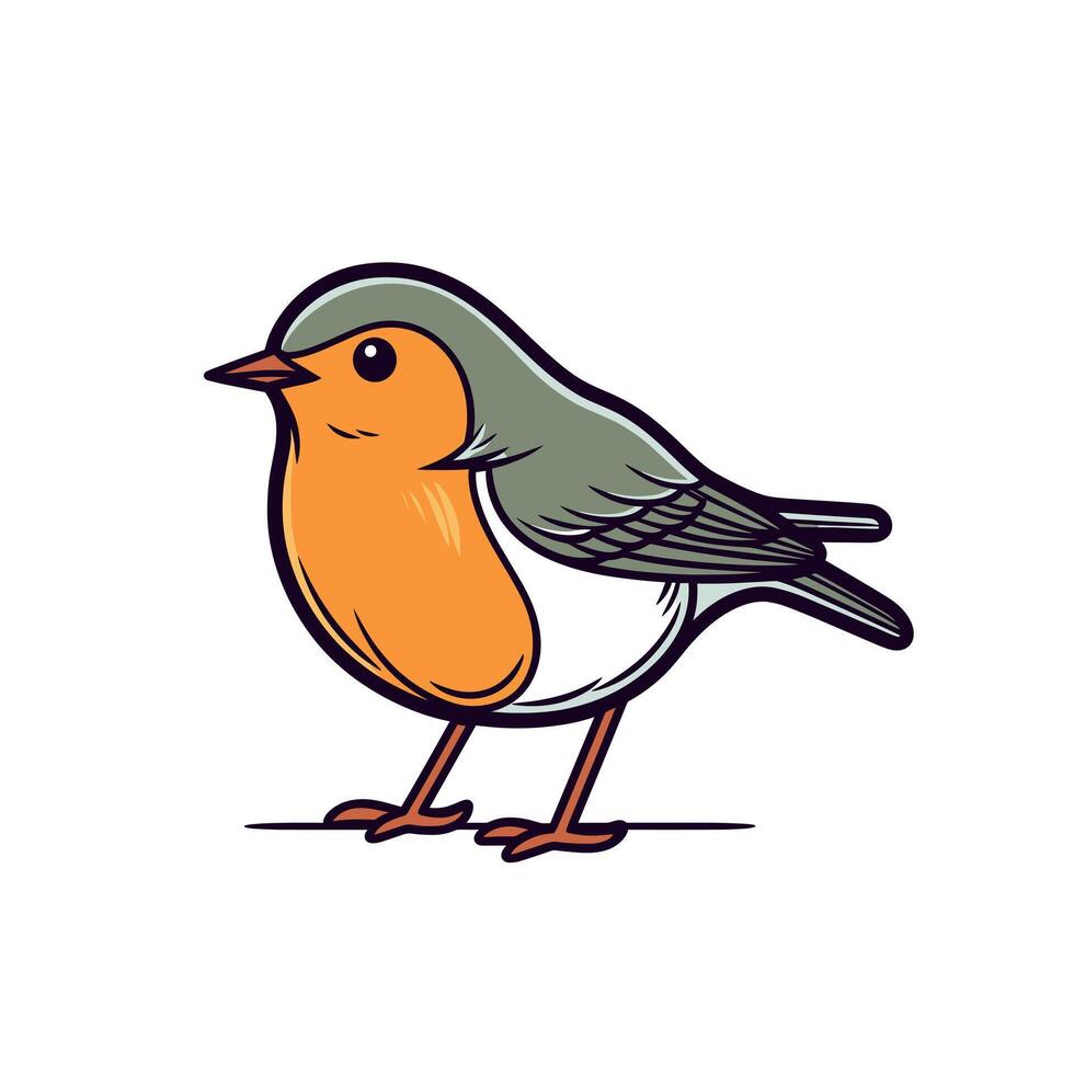 Robins perched on a branch in a bright and cheerful forest setting during spring vector