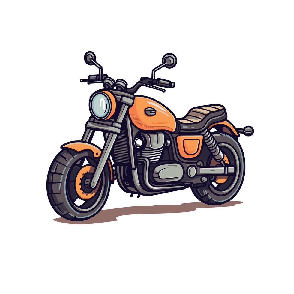 Stylish orange motorcycle in a cartoon style showcasing design and detail vector