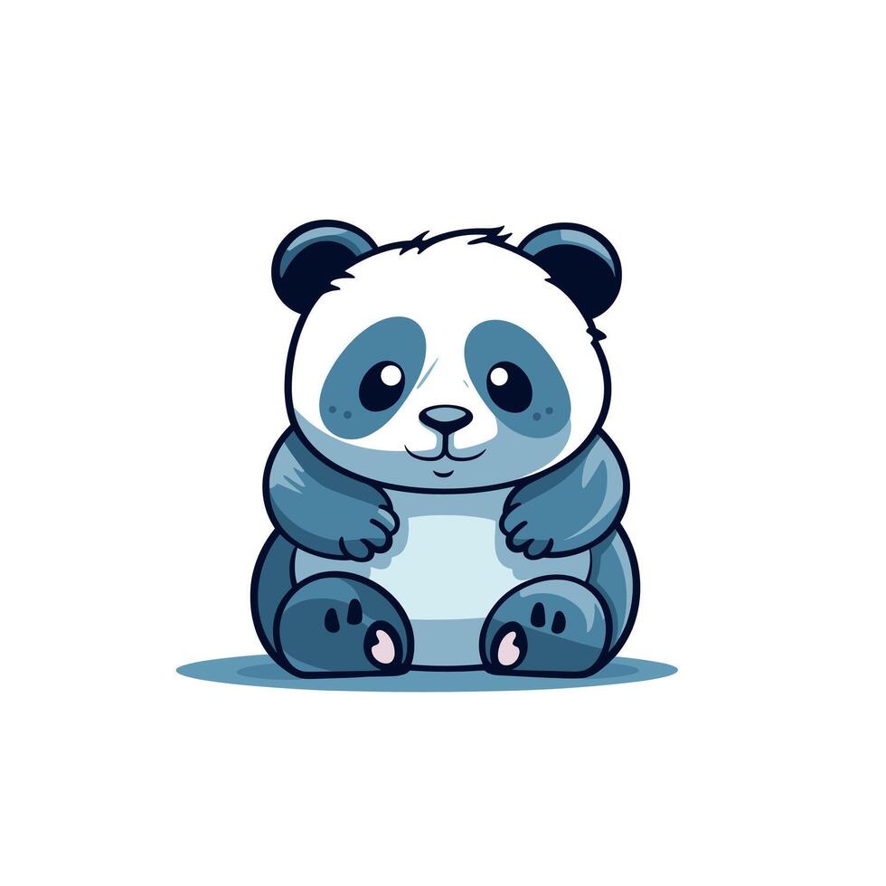 Cute cartoon panda sitting and smiling with a friendly expression vector