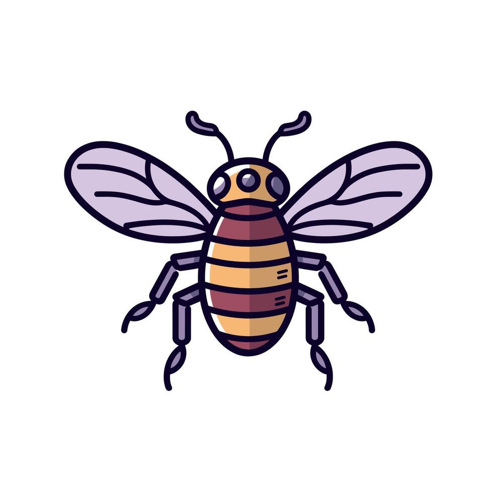 Vibrant illustration of a bee showcasing detailed features and colorful patterns vector