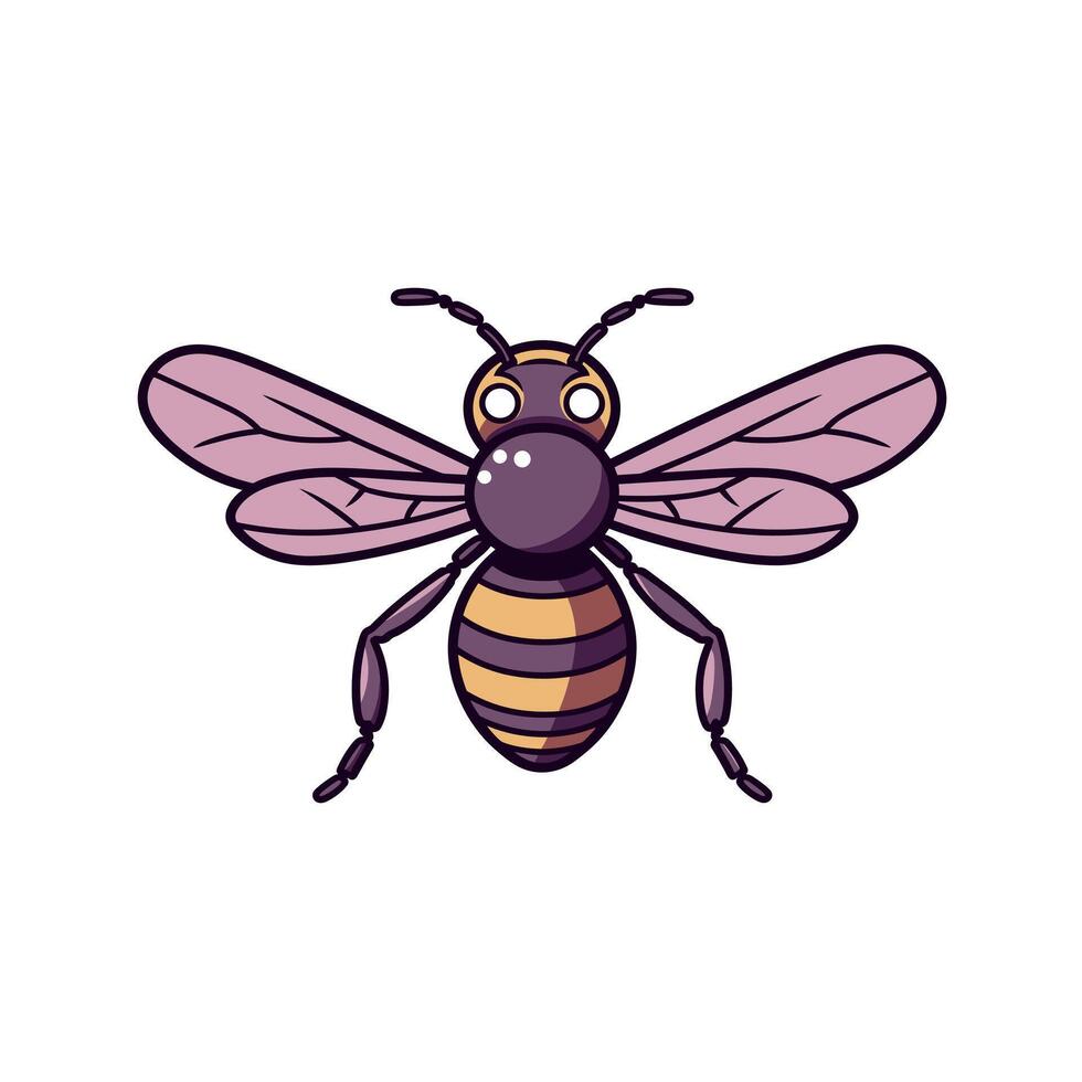 Colorful cartoon depiction of a bee with detailed features and vibrant wings vector