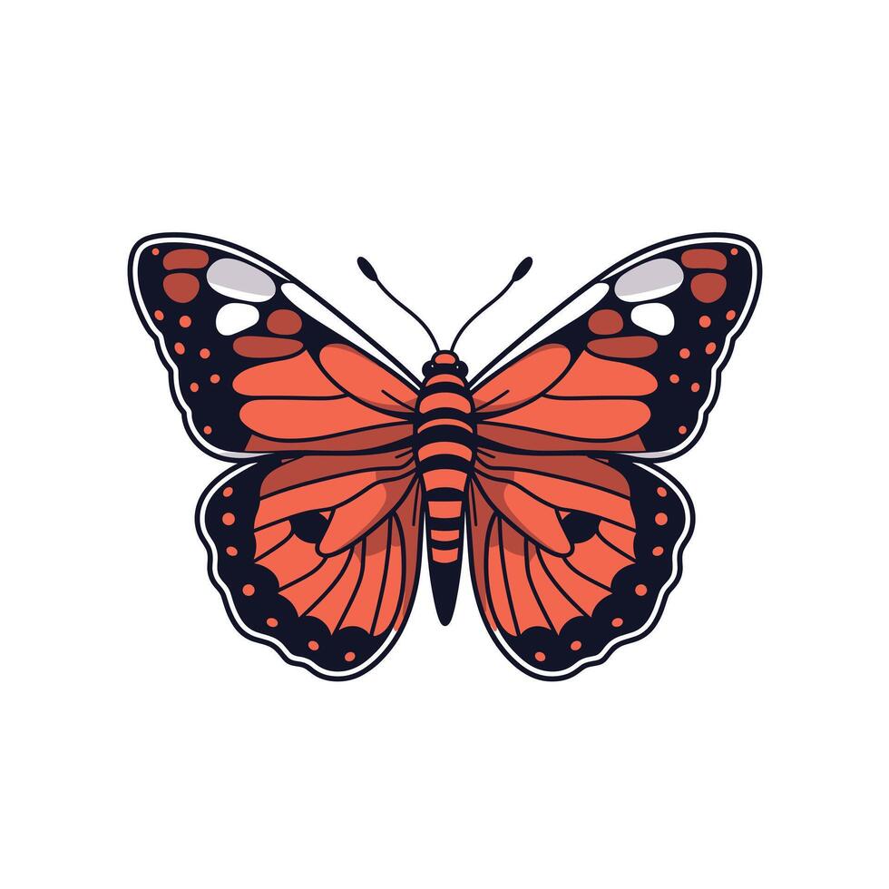 Bright orange butterfly displaying intricate wing patterns against a white background vector