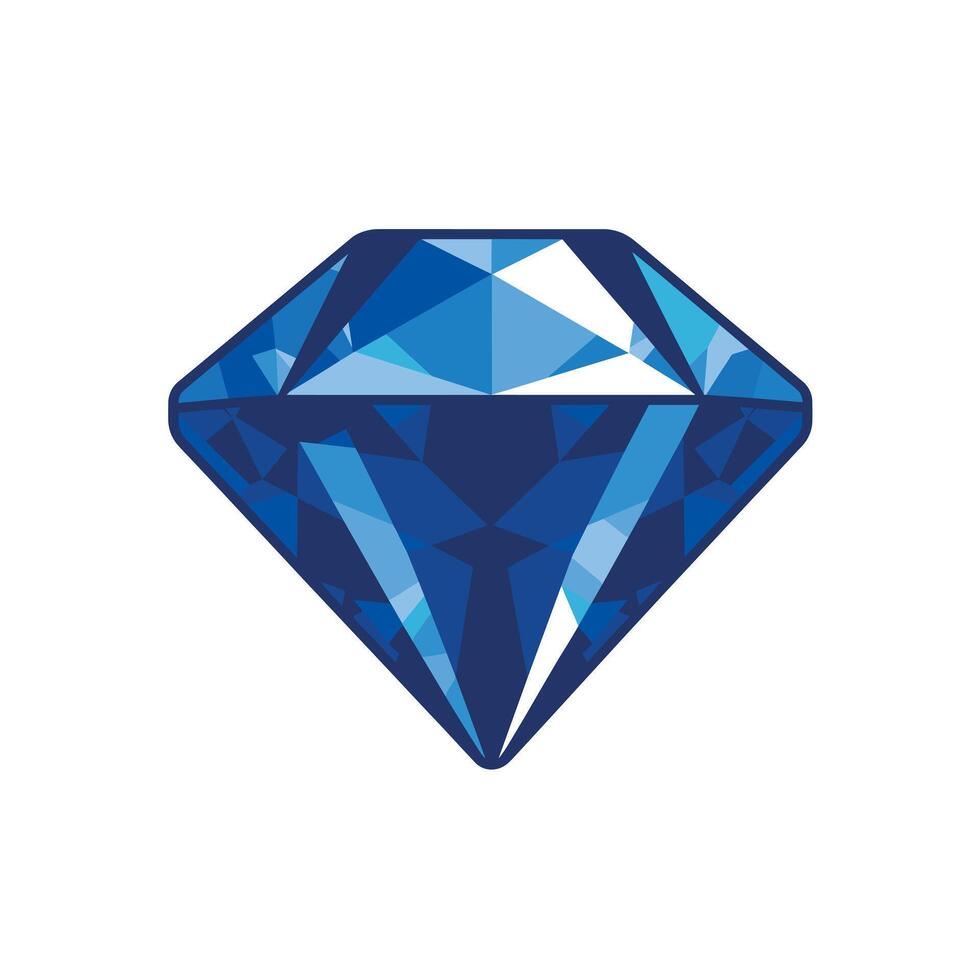 Blue diamond illustration with intricate facets and vibrant color vector