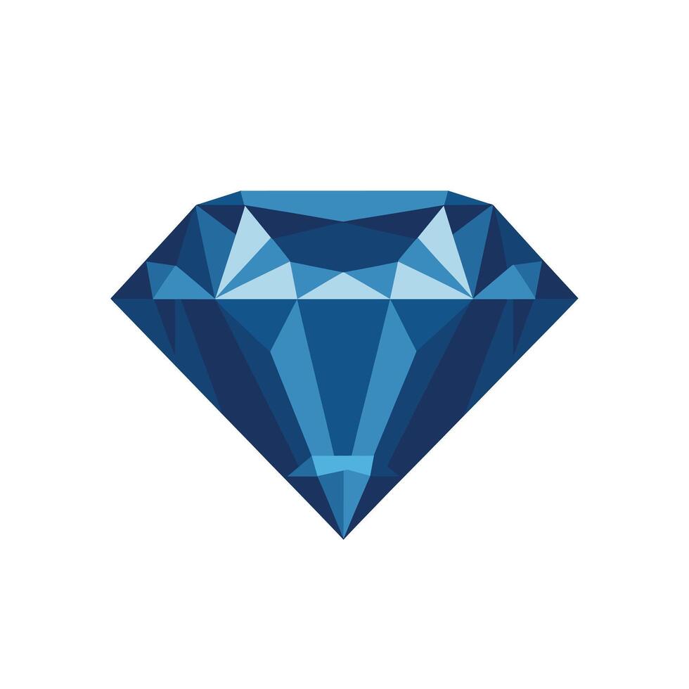 Blue diamond illustration showcasing intricate geometric patterns and sharp facets vector