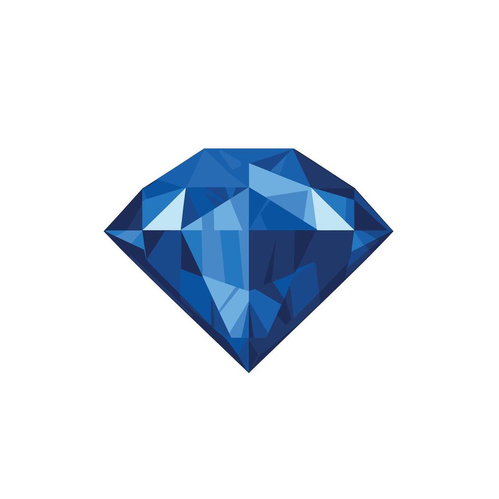 Bright blue diamond with geometric facets on a plain white background vector