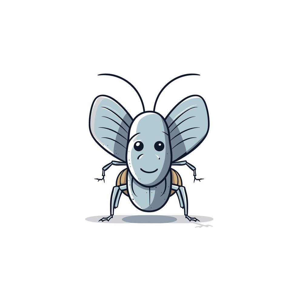 Cartoon style insect with a friendly face and large wings set against a simple background vector