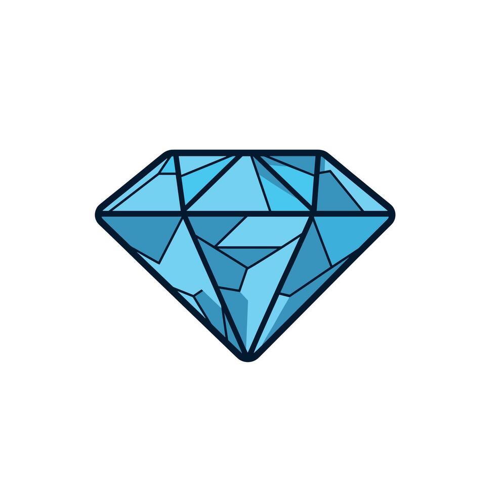 Bright blue diamond illustration with geometric facets and sharp edges vector