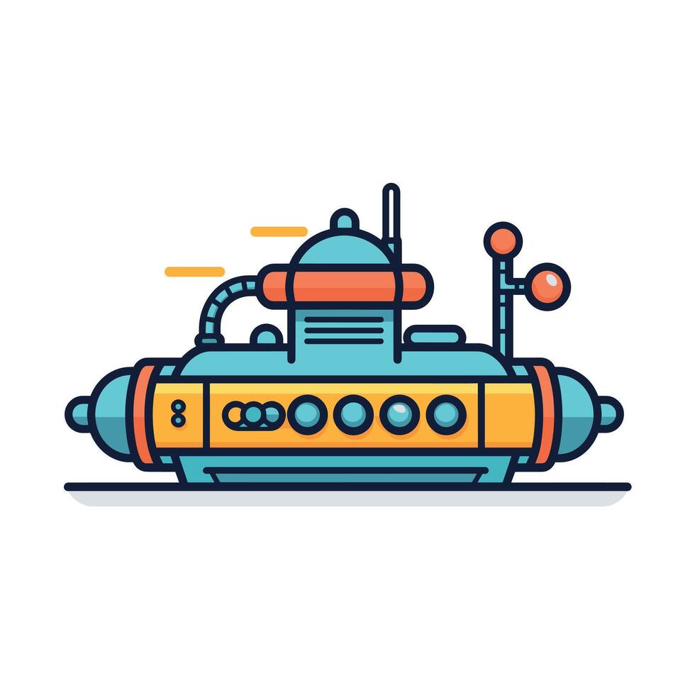 Colorful submarine illustration with retro design and unique features vector