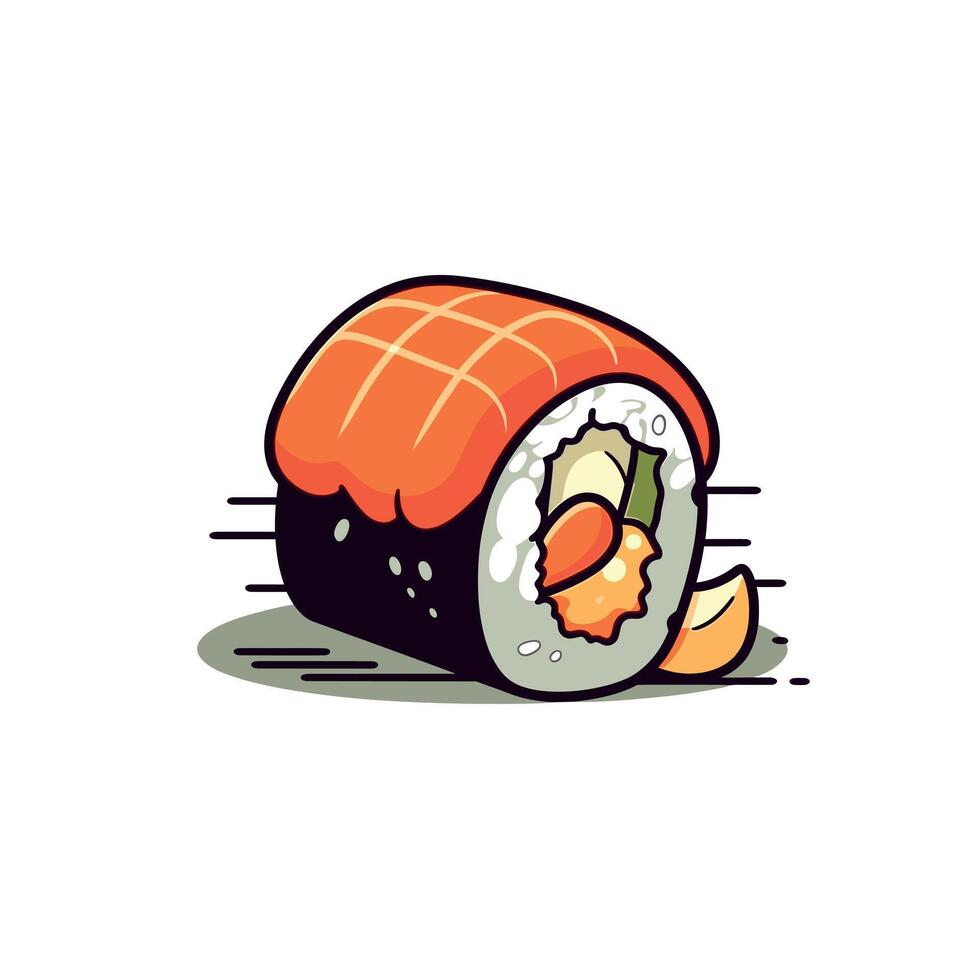 Popular sushi roll with fresh ingredients and vibrant colors on a white background vector