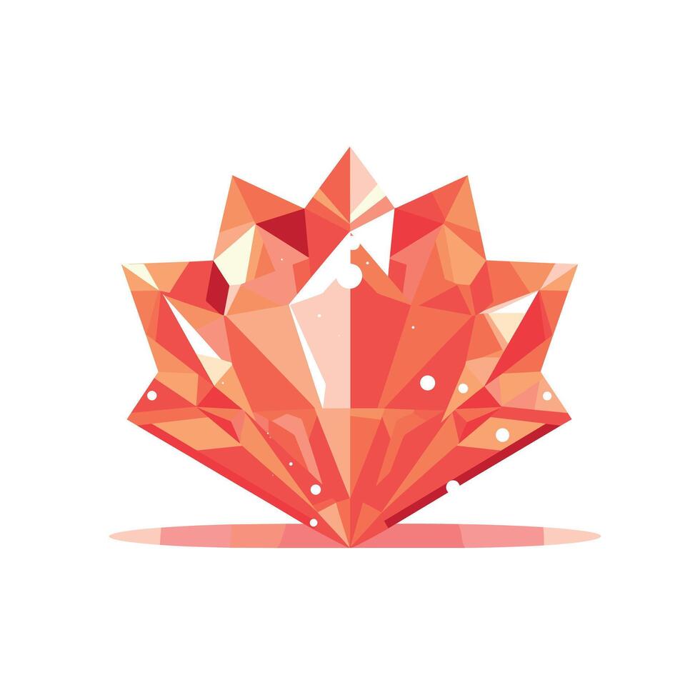 Bright orange crystal formation with geometric facets on a light background vector