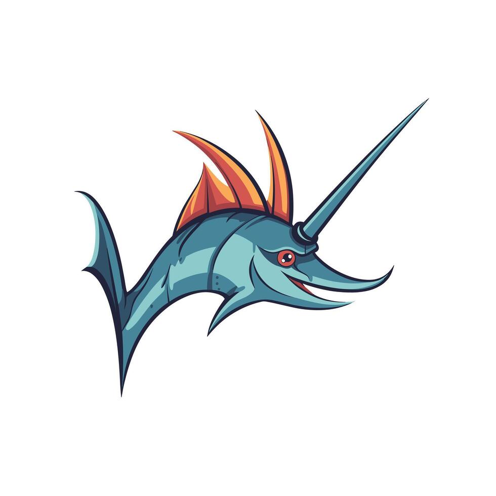 Colorful marlin fish illustration showcasing dynamic motion and vibrant colors vector