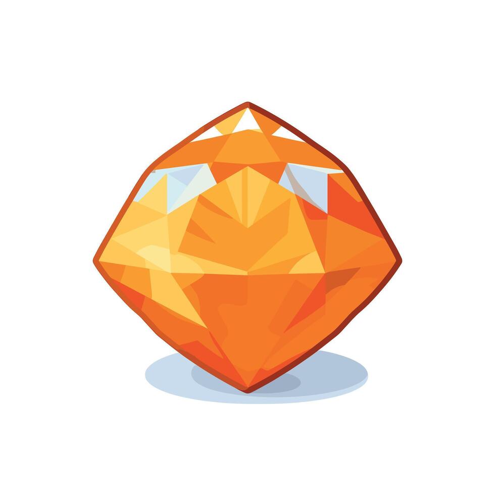 Bright orange gem with a geometric design showcases intricate facets vector