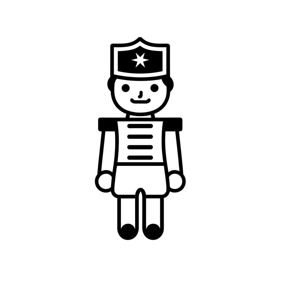 Toy soldier character in a simple design with a cheerful expression and uniform vector
