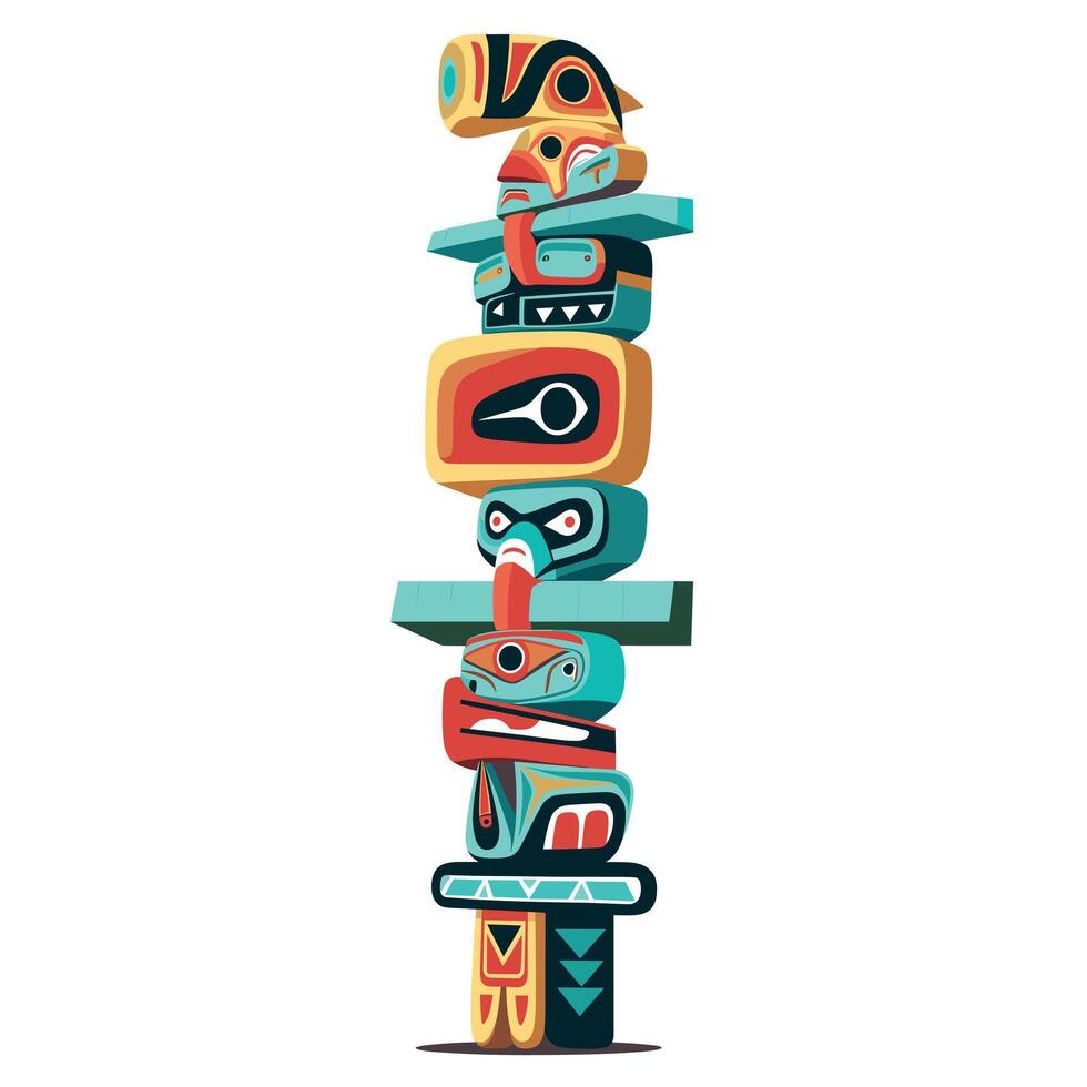 Colorful totem pole representing cultural heritage and artistry in traditional craftsmanship vector
