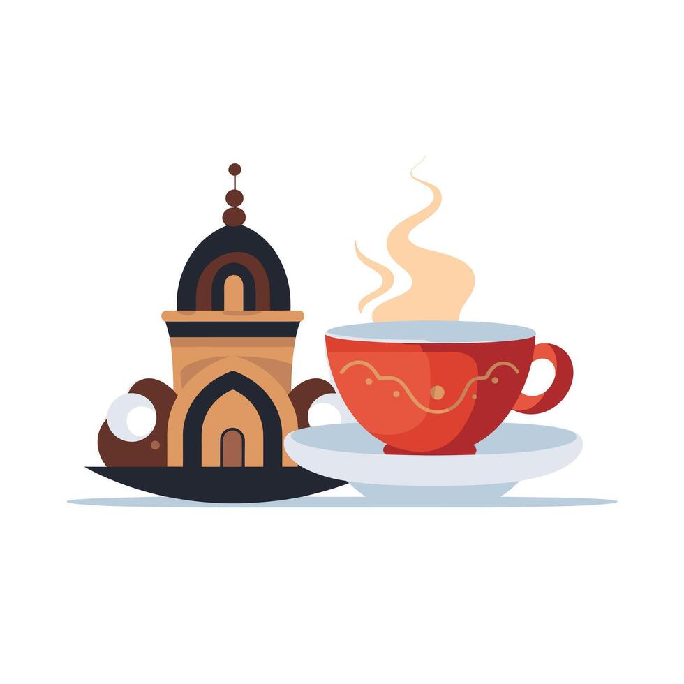 Enjoying traditional tea in a beautifully designed cup and teapot vector