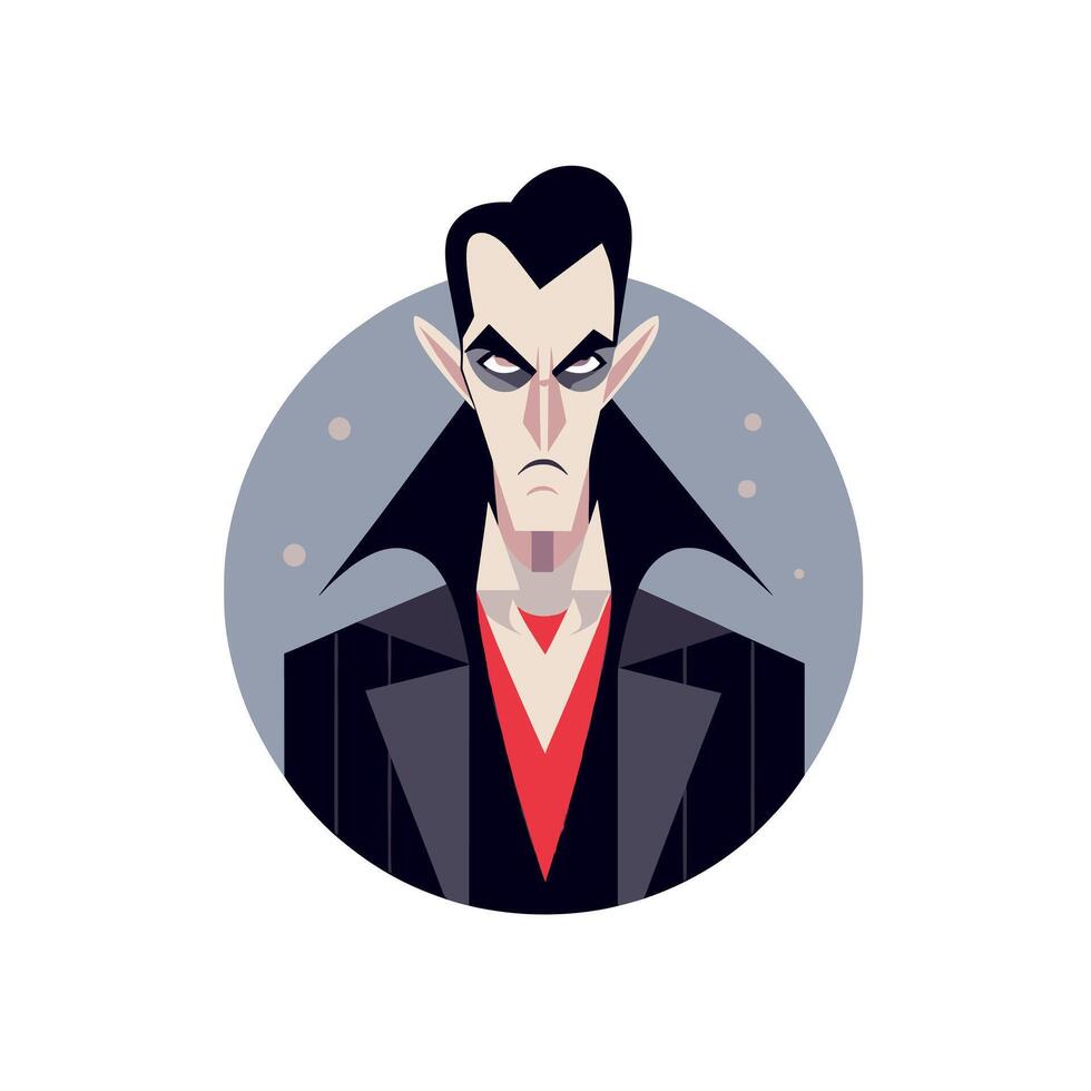 Mysterious character with sharp features and dark attire in a minimalist design vector