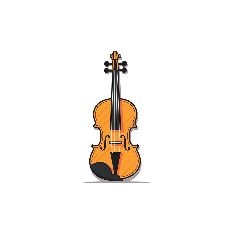A vibrant illustration of a violin highlights its intricate design and warm tones vector