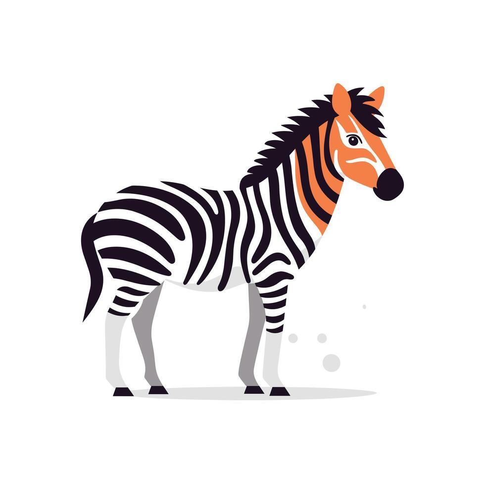 Colorful zebra with orange accents standing proudly against a simple background vector