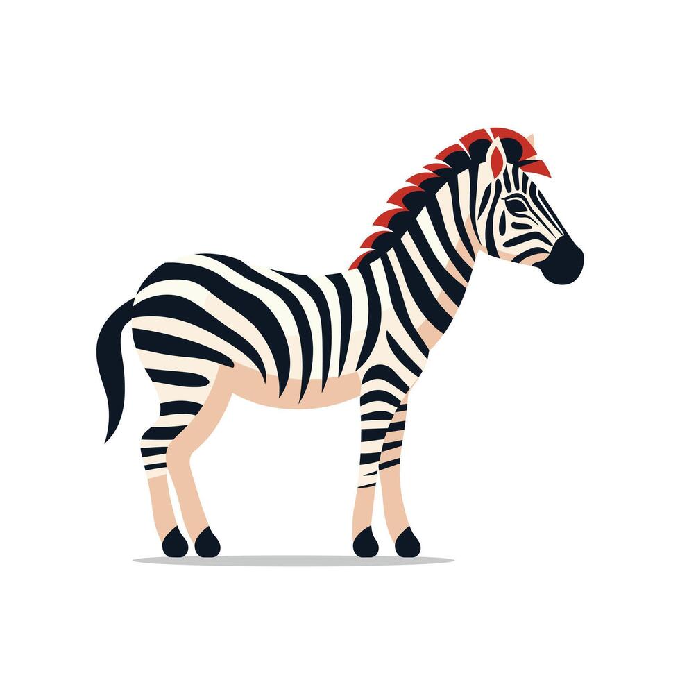 Zebra with a vibrant red mane standing in a playful pose vector
