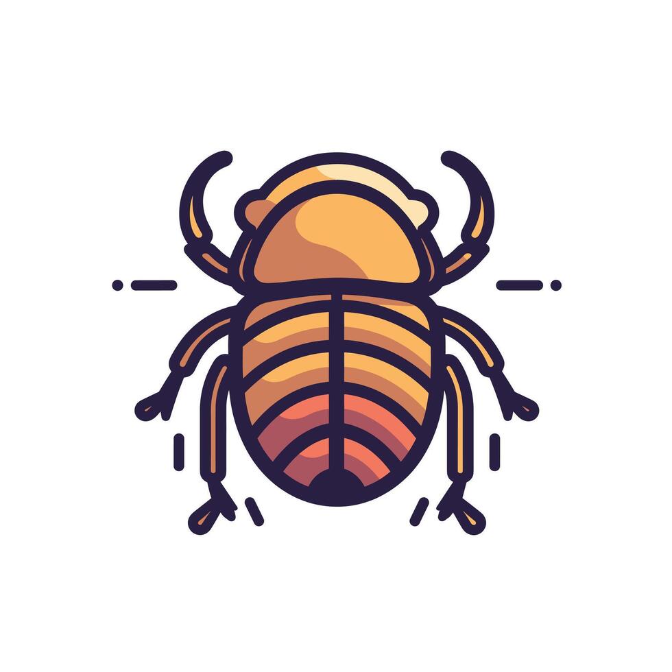 Beetle illustration showcasing intricate design and vibrant colors in a minimalistic style vector