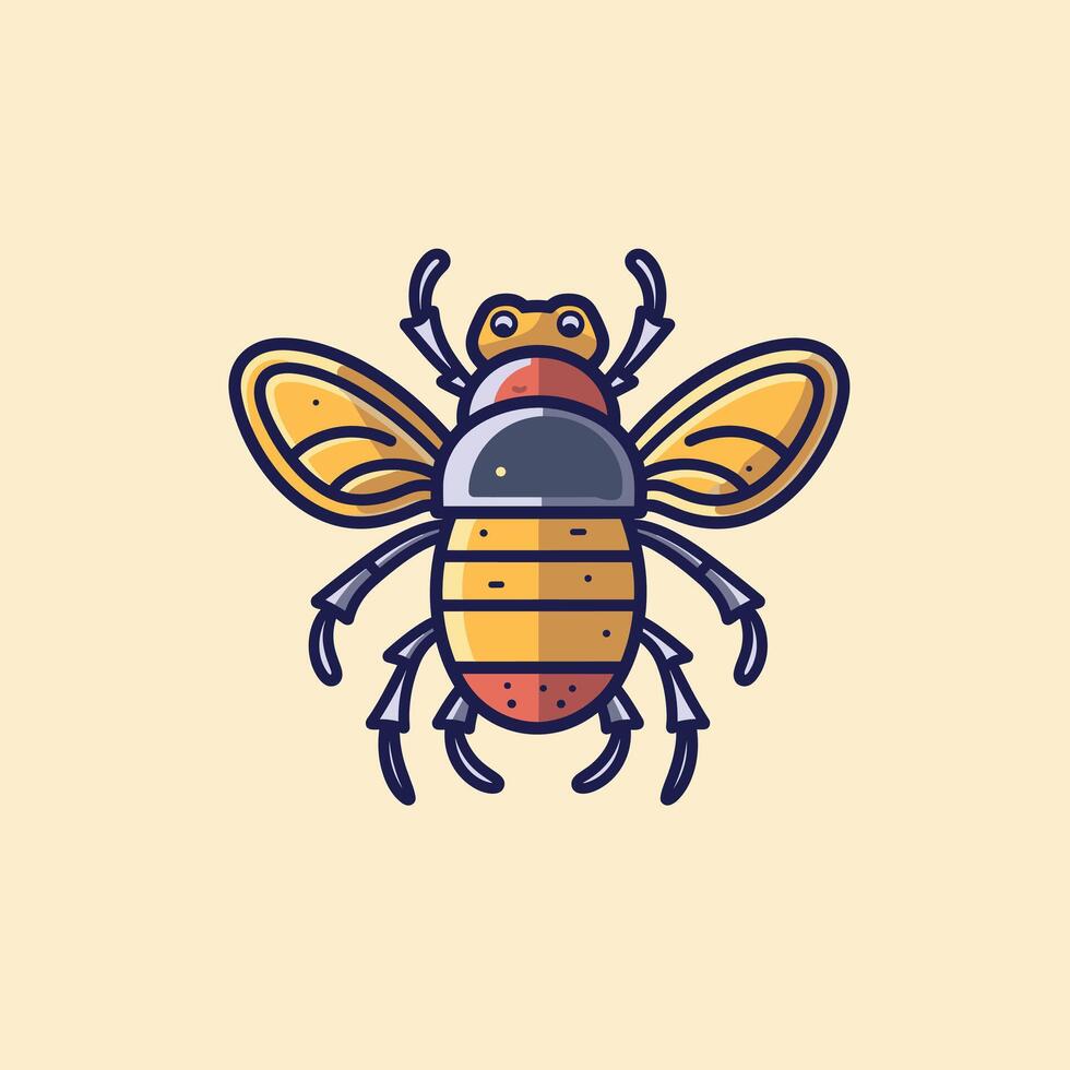 Colorful illustration of a bee with detailed patterns and vibrant colors vector