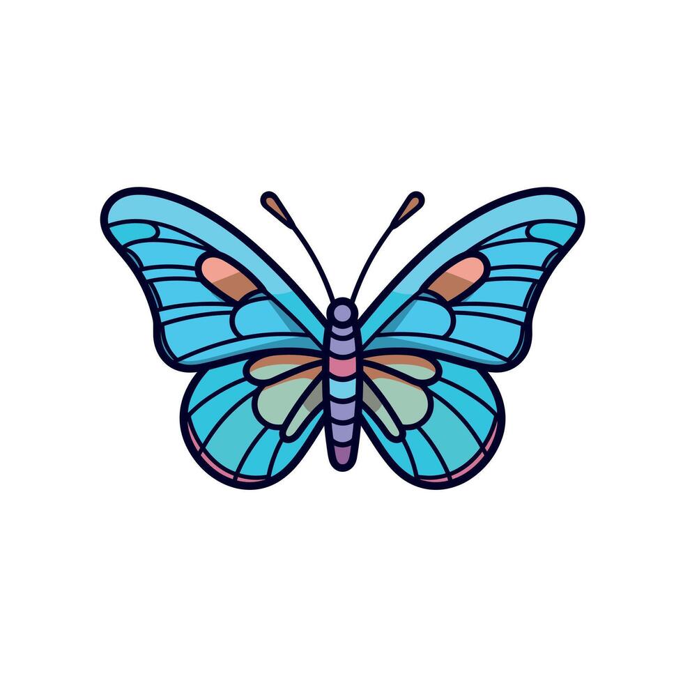 Colorful blue butterfly with intricate patterns perched on a flower in bright daylight vector