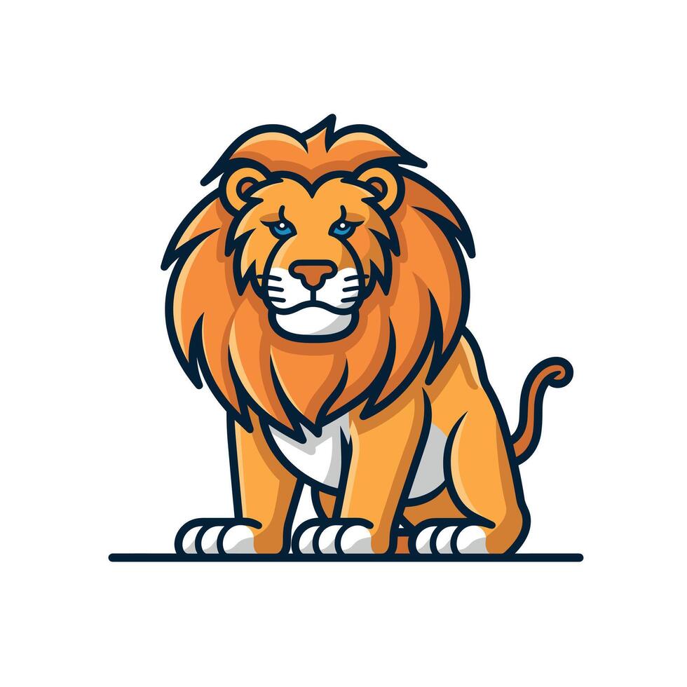 Lion with a majestic mane sitting gracefully in a stylized design vector