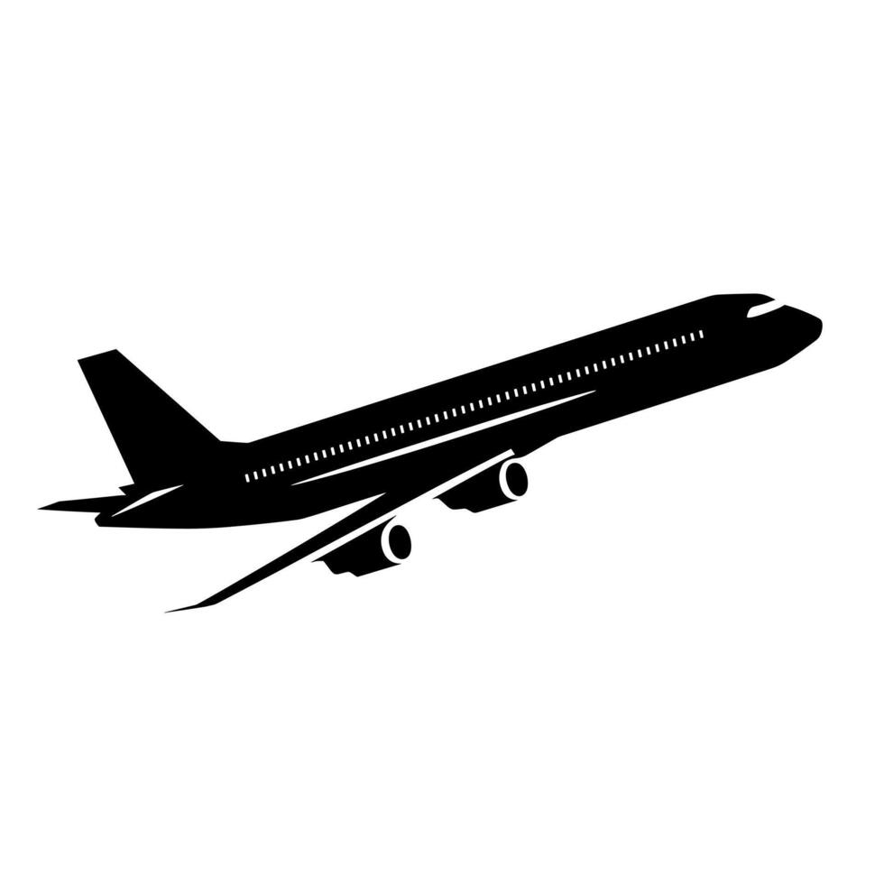 Airplane takes off against a clear sky in mid-afternoon vector