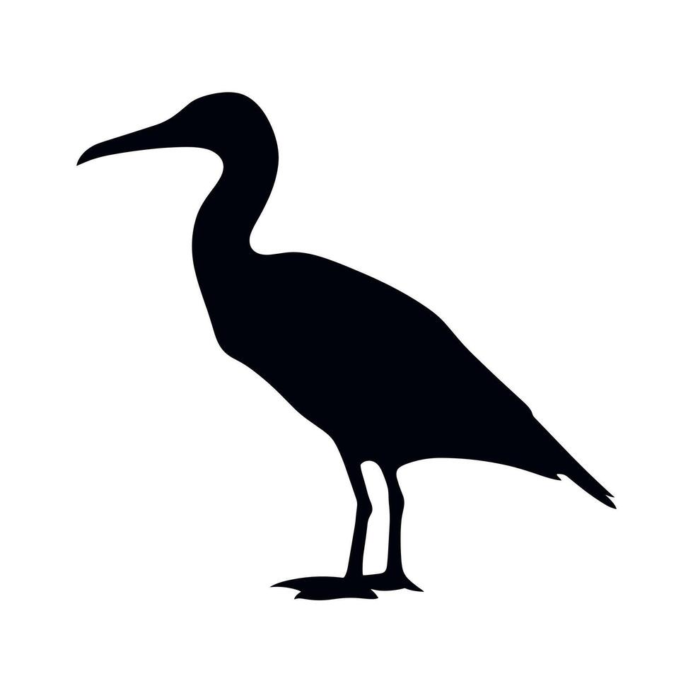 Elegant silhouette of a heron standing on one leg against a plain background vector