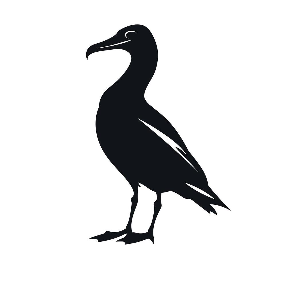 Elegant black silhouette of a bird standing on a plain background vector