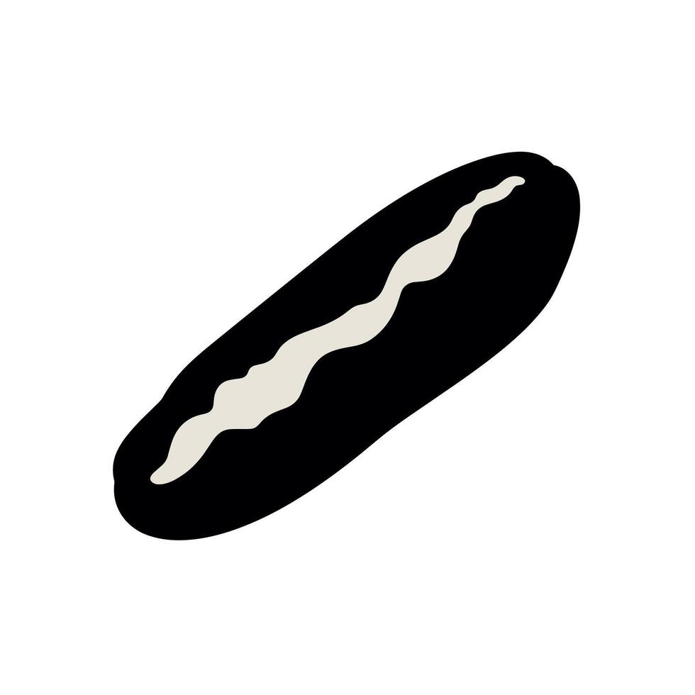 Black and white illustration of a delicious eclair pastry on a plain background vector