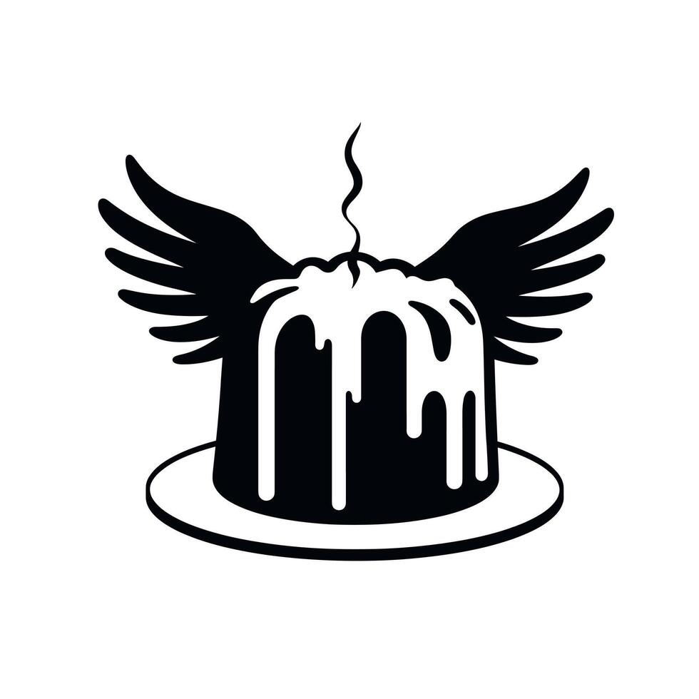 Creative dessert design featuring a cake with wings on a plate vector