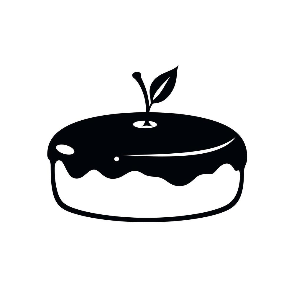 Delicious black and white dessert with frosting and a cherry on top vector
