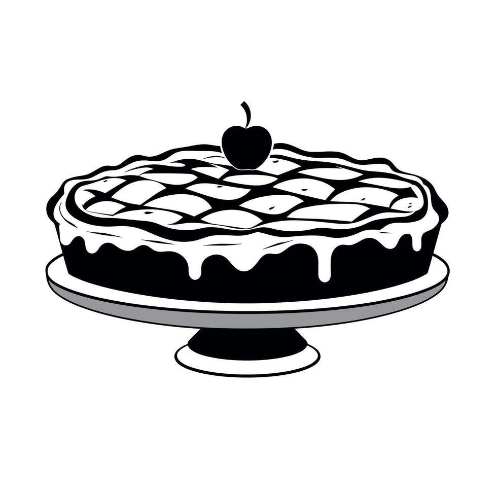 Delicious pie with cherry topping displayed on a cake stand vector