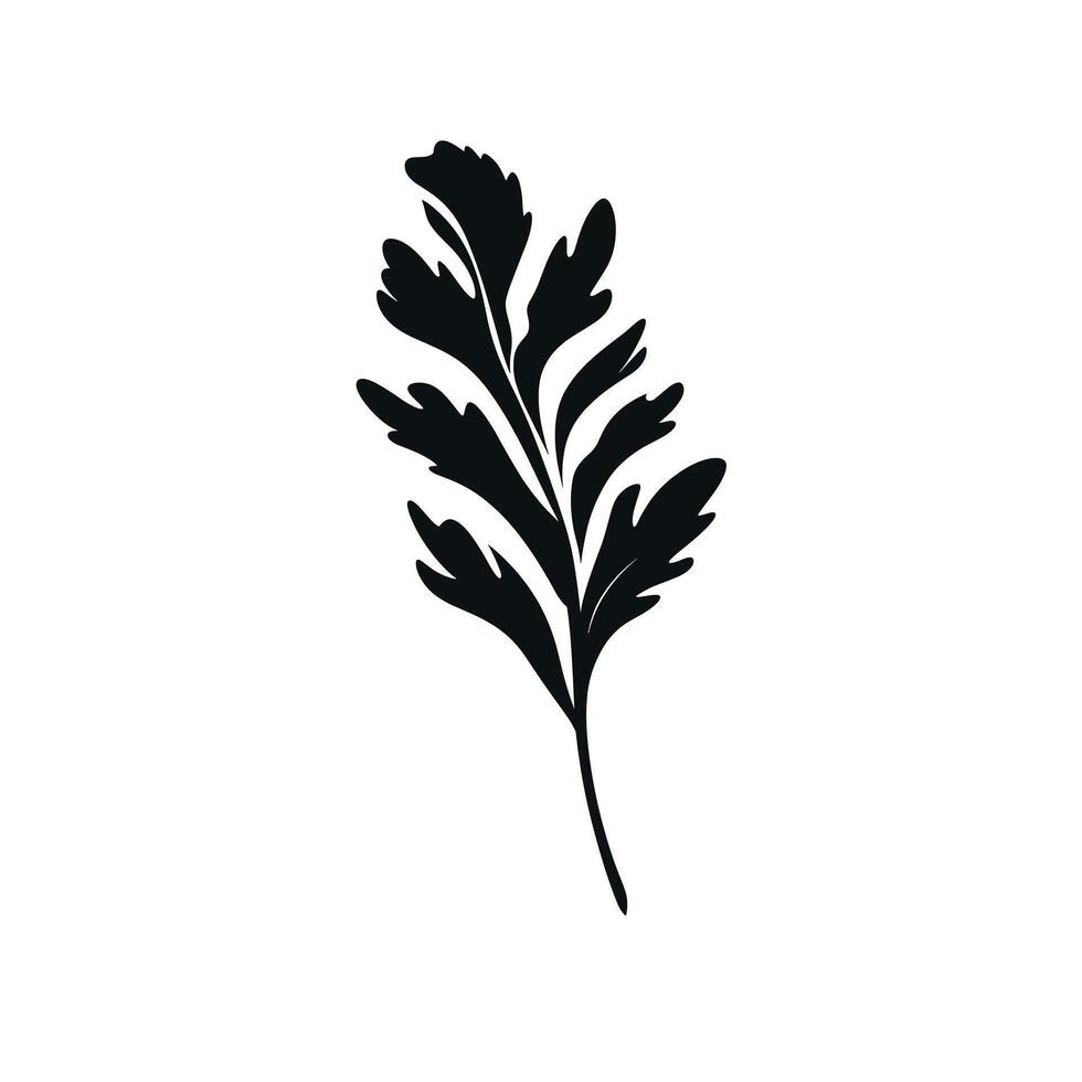 Black silhouette of a decorative leaf used in design and art projects vector