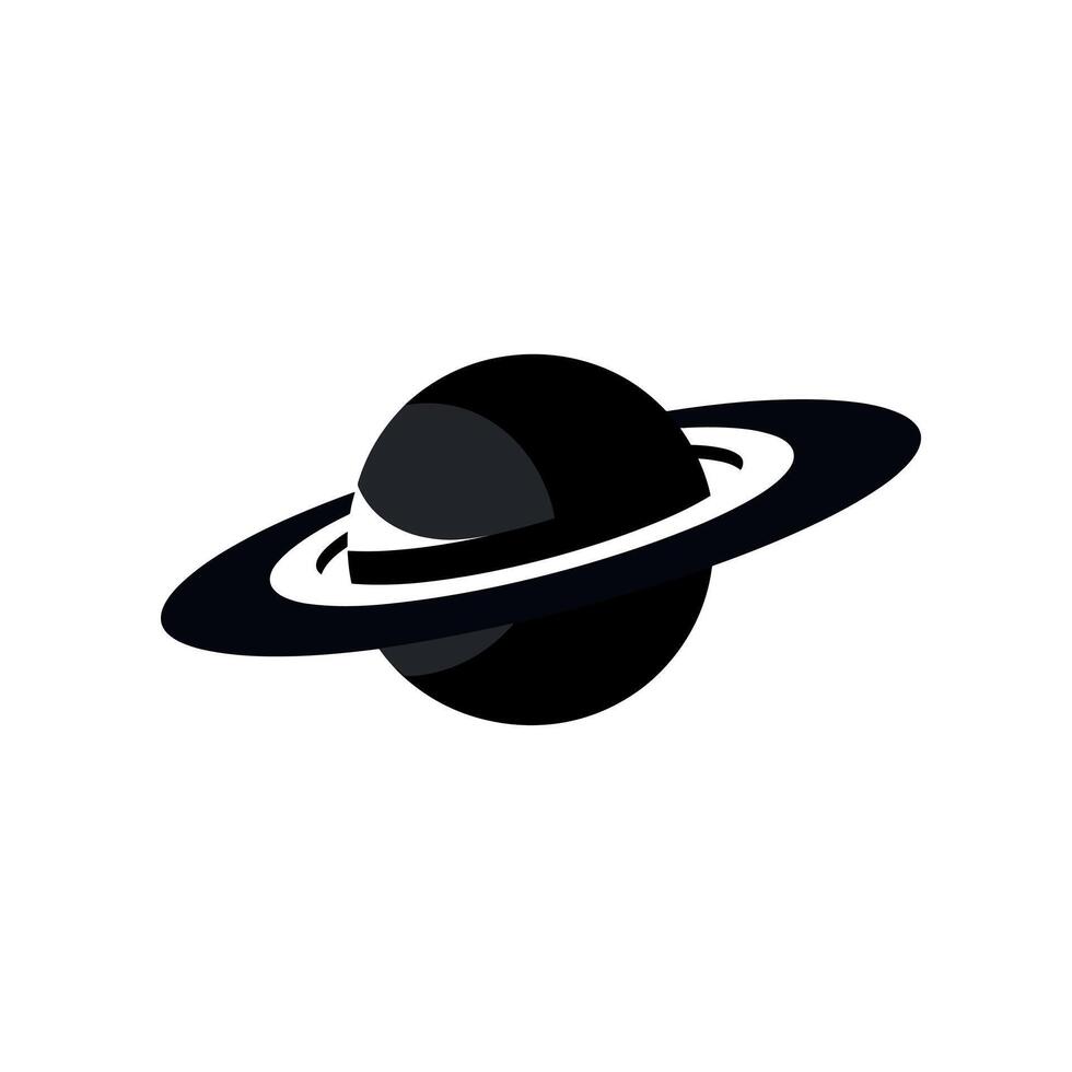 Iconic representation of Saturn showcasing its distinct rings and dark atmosphere vector