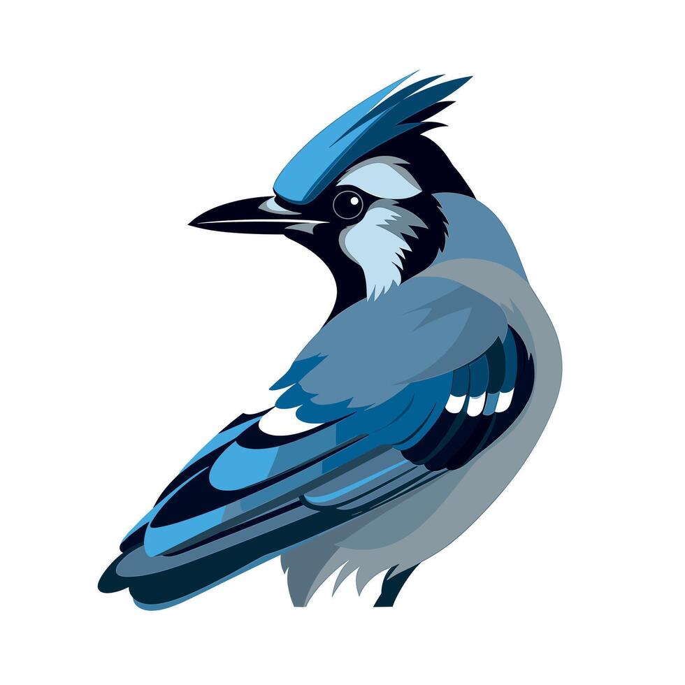 Blue jay perched gracefully on a branch in a serene outdoor environment vector