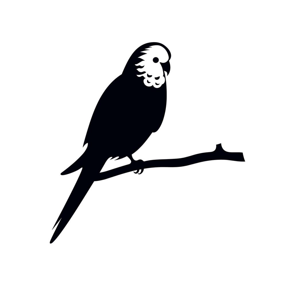 Parakeet perched on a branch against a minimalist background vector