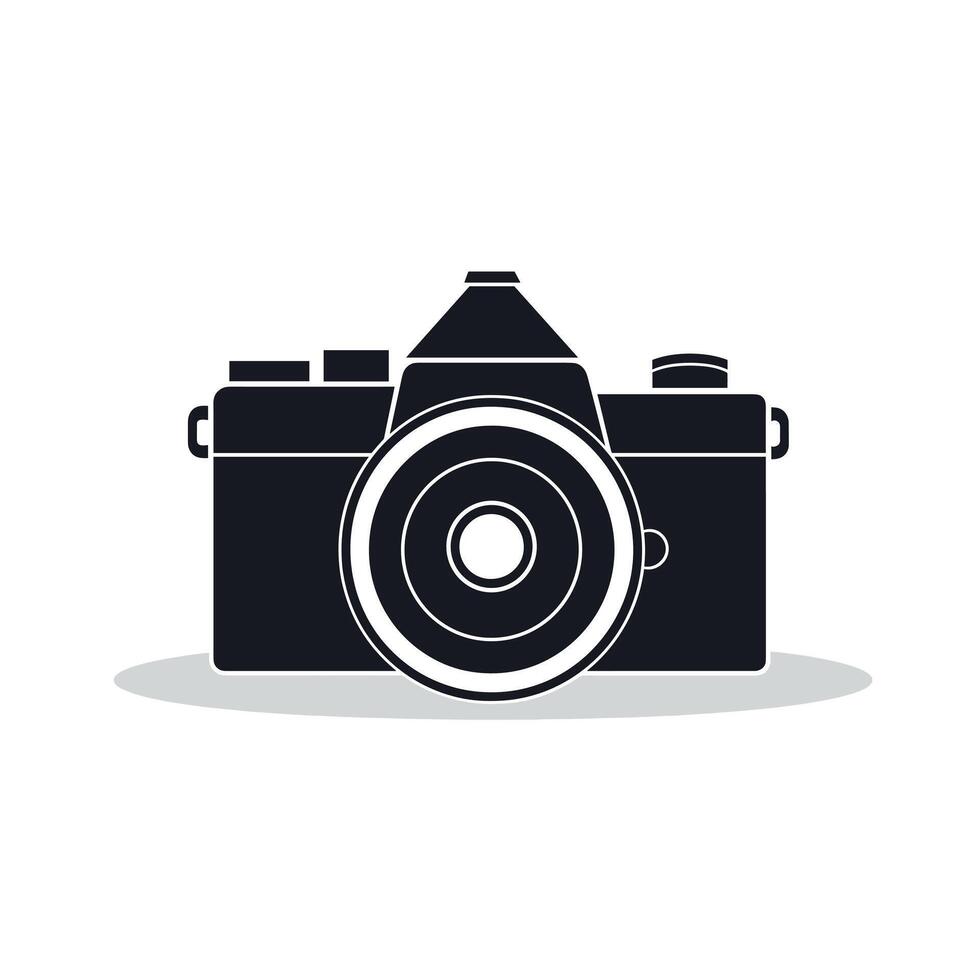 Vintage camera design with a sleek lens showcased against a minimalist background vector
