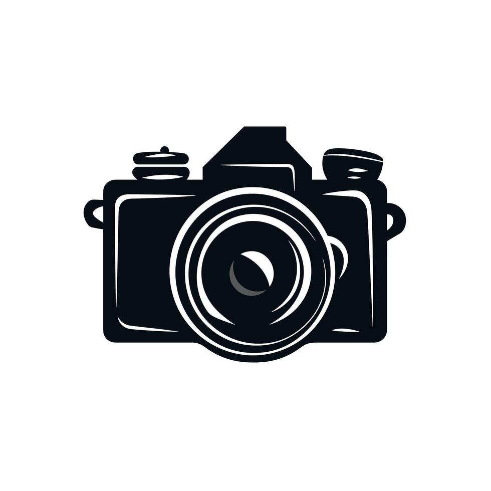 Black camera illustration showcasing a vintage design on a light background vector