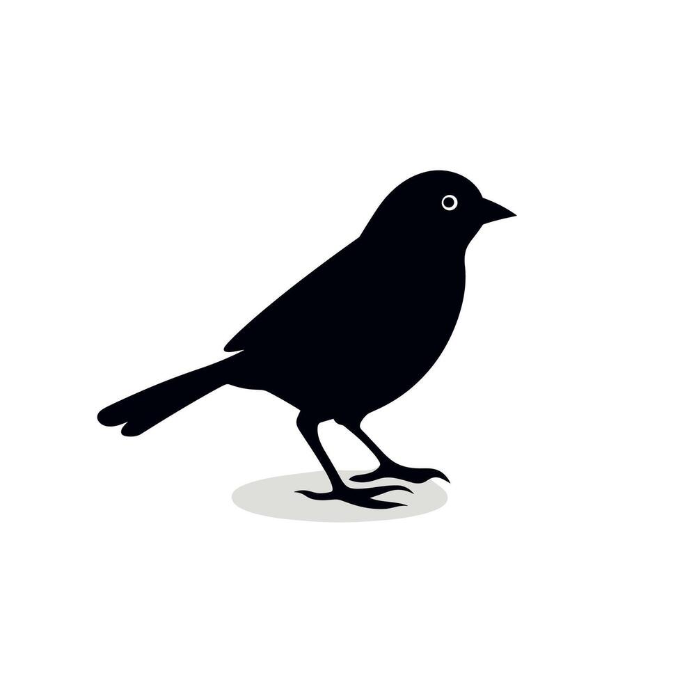 Black silhouette of a bird standing on a white background in a stylized design vector