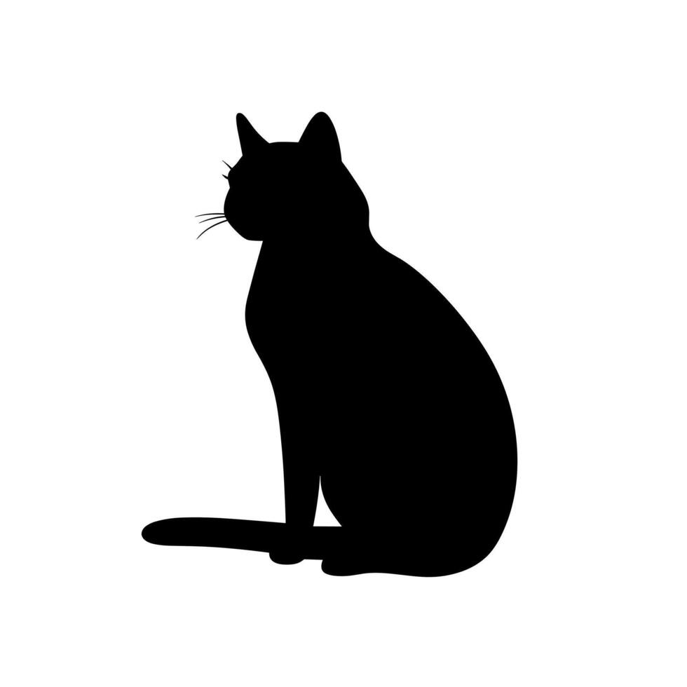 Black cat silhouette sitting quietly against a light background vector