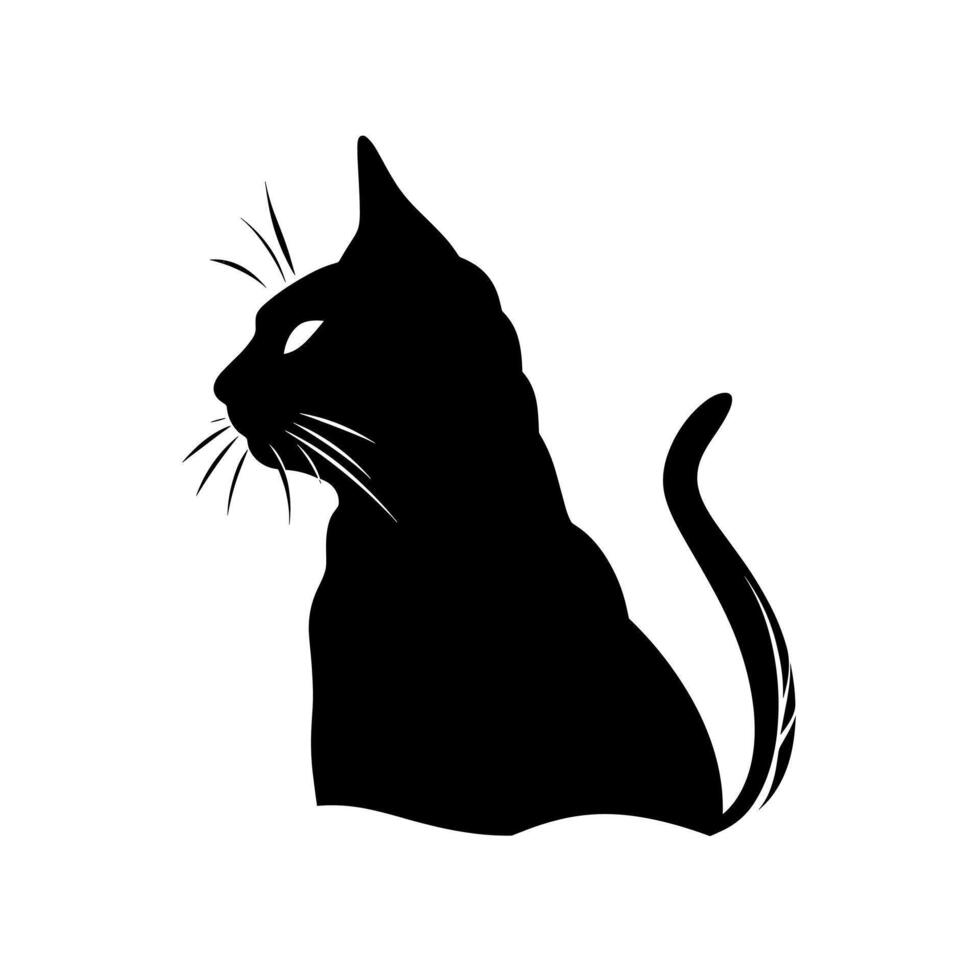 Black cat silhouette resting peacefully against a plain background vector