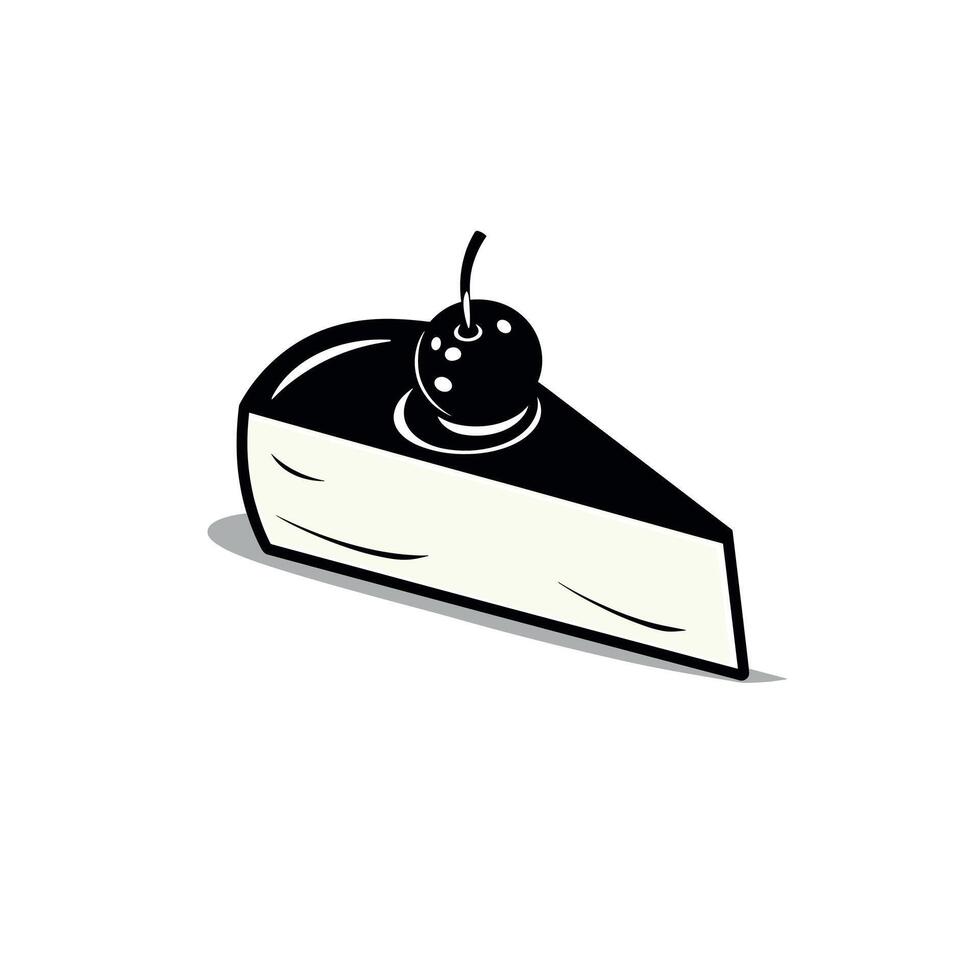 Delicious slice of cake with cherry on top displayed on a simple background vector