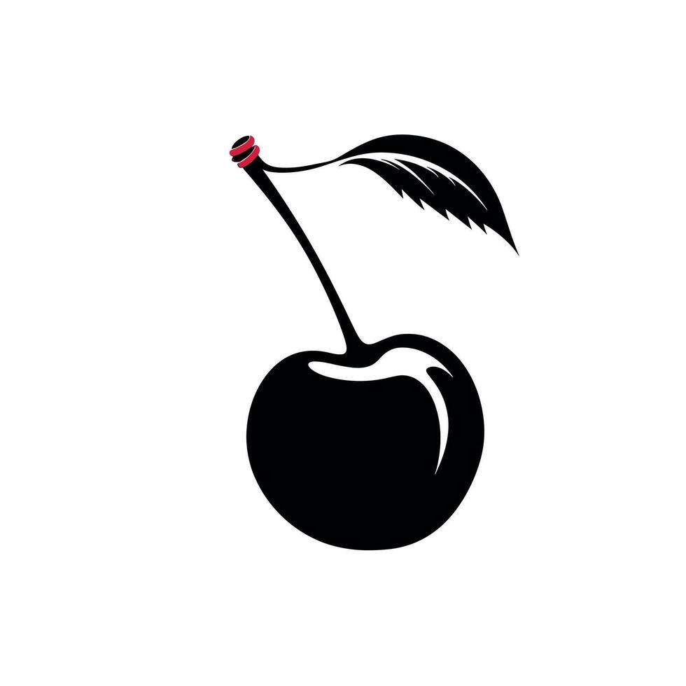 Black cherry graphic design with a leaf and red element highlighting freshness and style vector