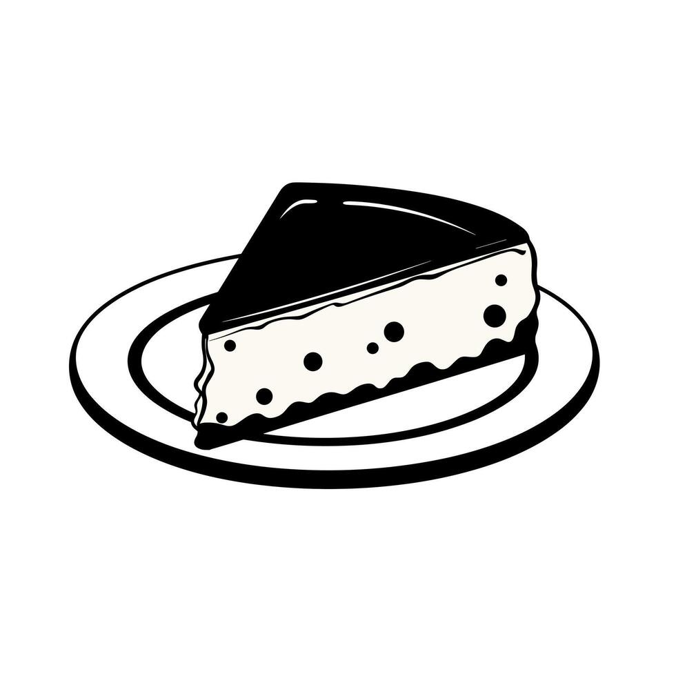 Delicious slice of cheesecake with chocolate topping served on a white plate vector