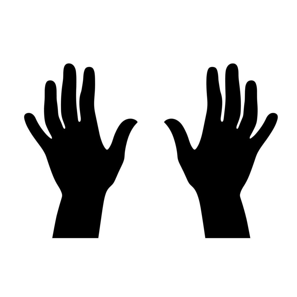 Two hands are raised with palms facing outward, illustrating an expression of surrender or openness vector