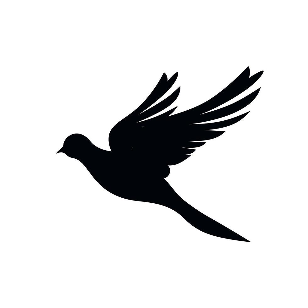Black silhouette of a bird in flight representing freedom and nature vector